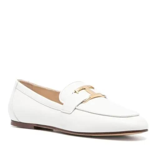 Tod's Loafers & ballerina schoenen - T-Logo Leather Loafers in wit