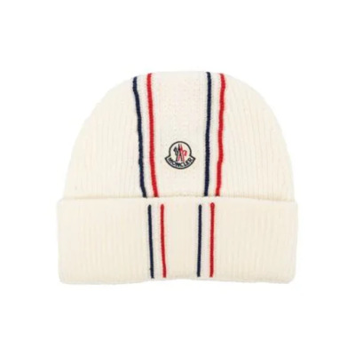 Tricolor Wollen Muts Moncler , Beige , Heren