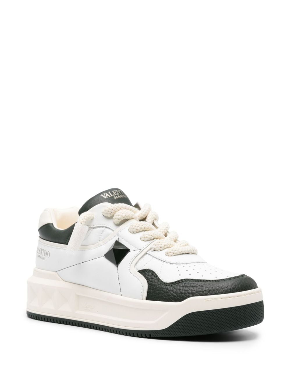 Valentino Garavani One Stud leren sneakers met vlakken - Wit