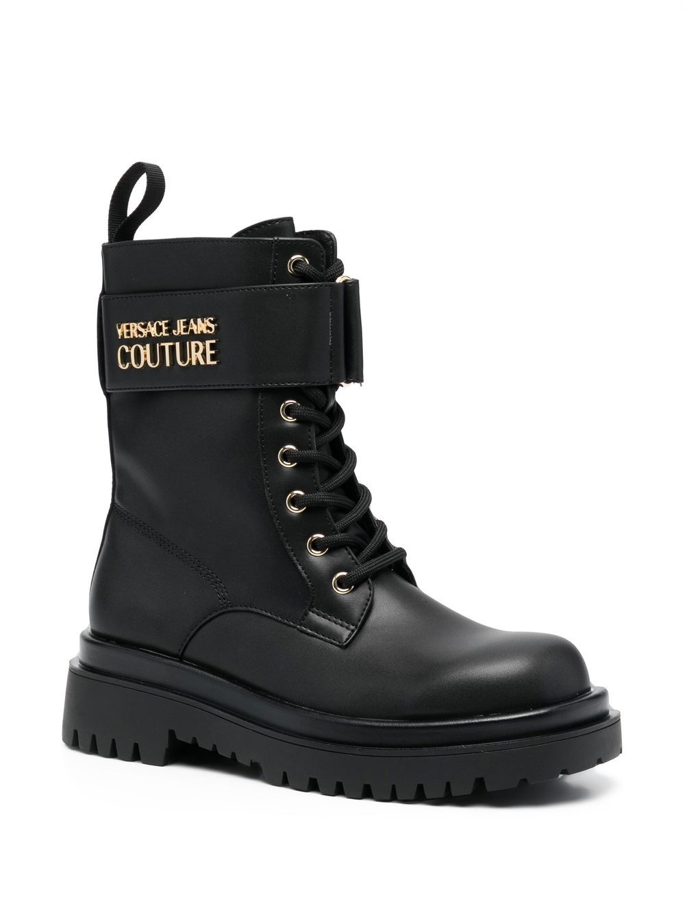 Versace Jeans Couture Combat boots met logo - Zwart