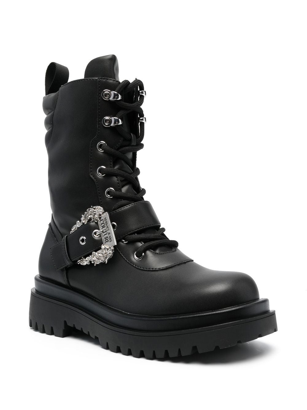 Versace Jeans Couture Drew combat boots met barokgesp - Zwart