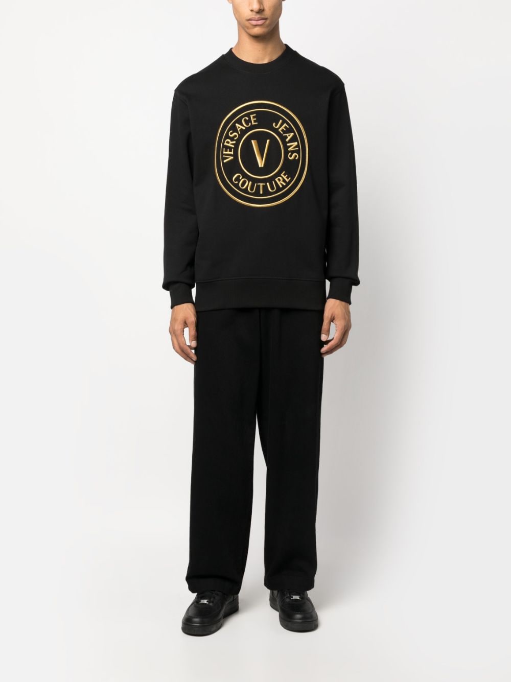 Versace Jeans Couture Sweater met geborduurd logo - Zwart