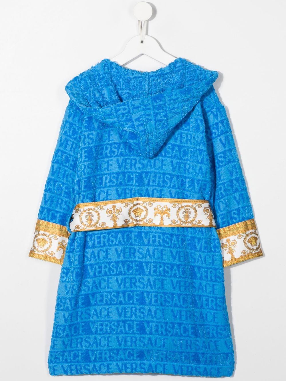 Versace Kids Badjas met tekst en capuchon - Blauw