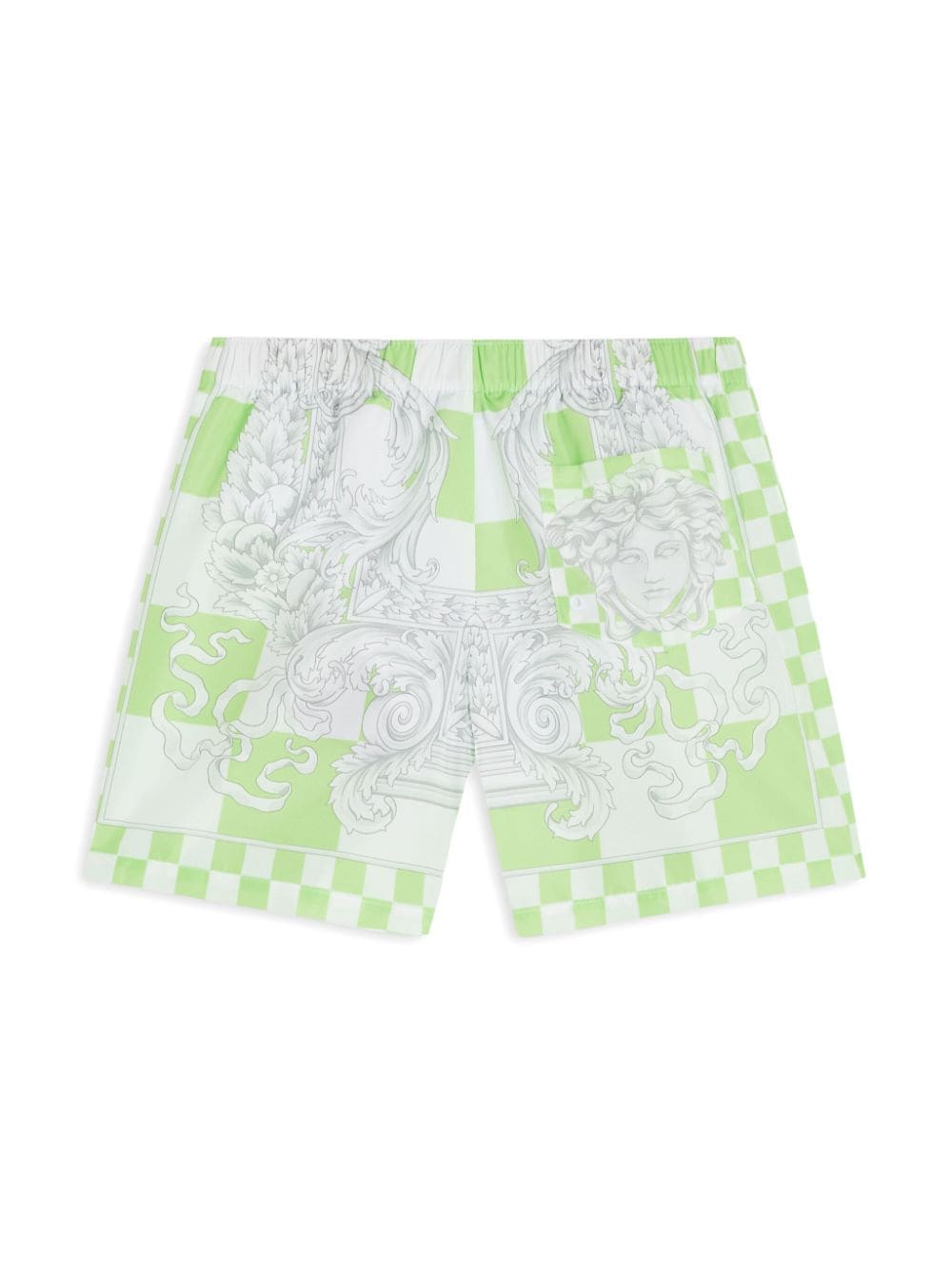 Versace Kids Zwembroek met Barocco Damier-print - Groen