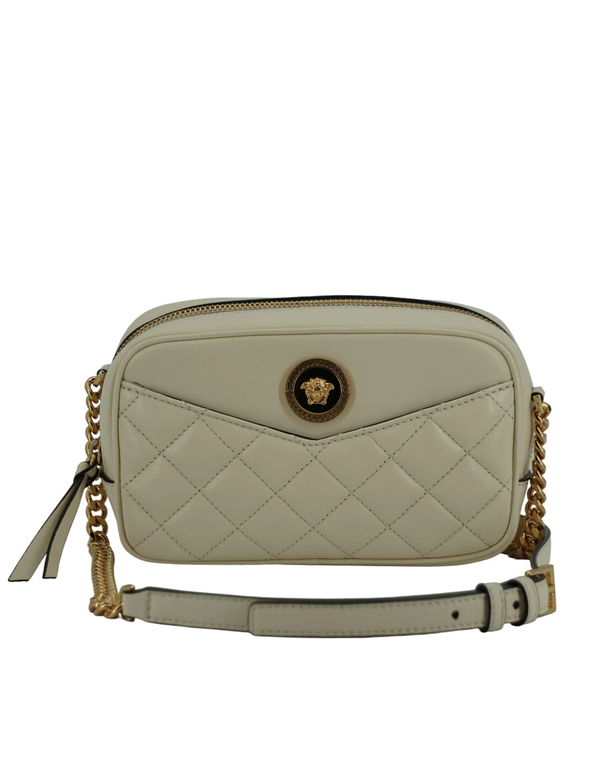 Versace Wit lamsleren crossbody tas