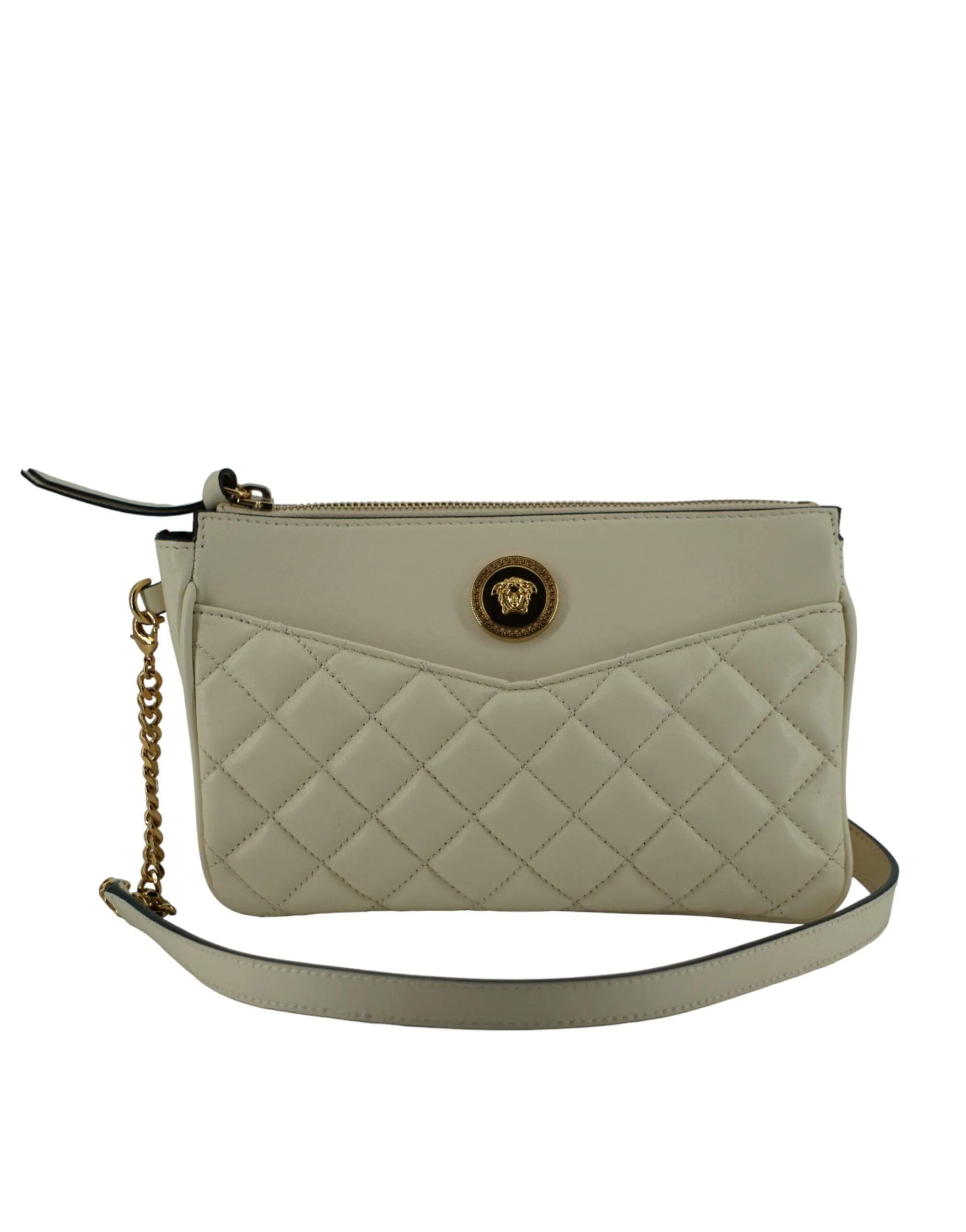 Versace Wit lamsleren crossbody tas