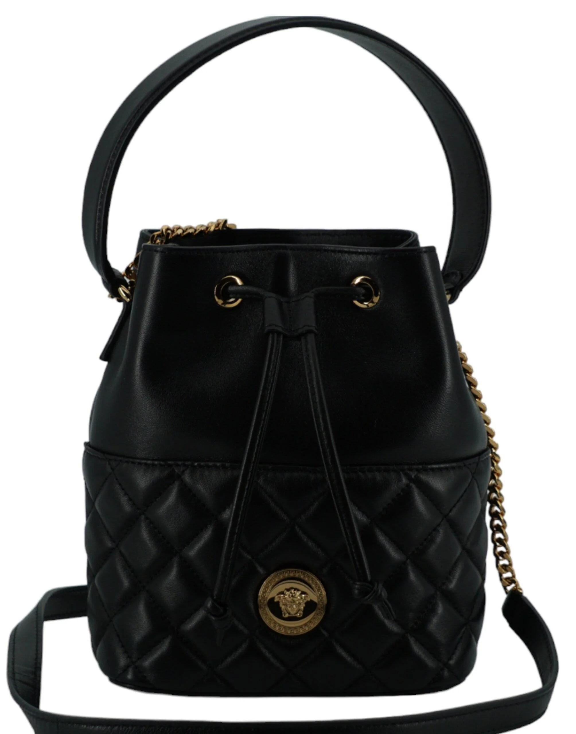 Versace Zwart kalfsleren bucket tas