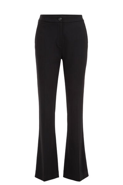 WE Fashion - Dames flared pantalon met stretch - Slim Fit - Zwart - Viscose - Maat: 32