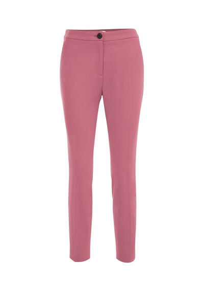 WE Fashion - Dames slim fit pantalon met stretch - Slim Fit - Oudroze - Viscose - Maat: 32