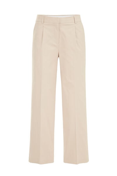 WE Fashion - Dames wide leg pantalon - Regular fit - Beige - Katoen - Maat: 36