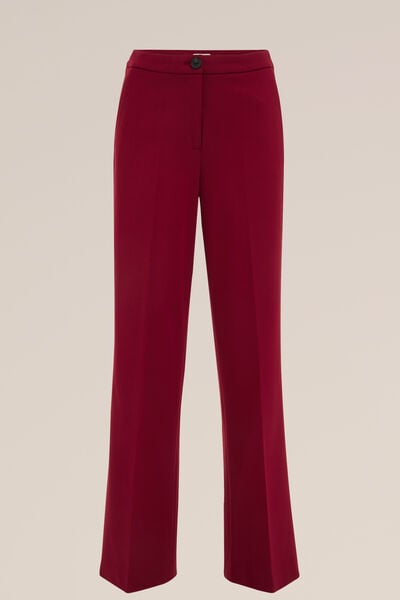 WE Fashion - Dames wide leg pantalon met stretch - Regular fit - Felrood - Viscose - Maat: 34