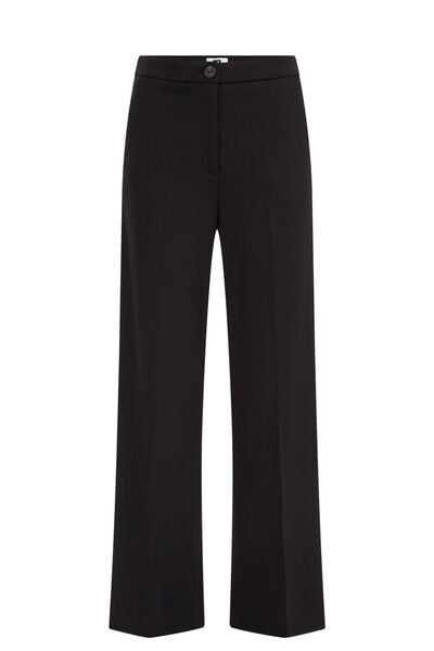 WE Fashion - Dames wide leg pantalon met stretch - Regular fit - Zwart - Viscose - Maat: 32