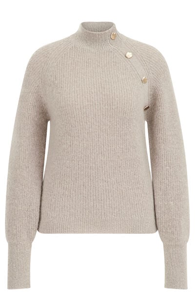 WE Studio - Dames trui van wolmix - Regular fit - Beige - Wol - Maat: M