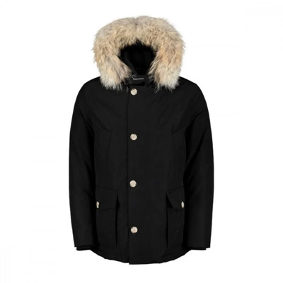 Waterbestendige Parka Jas met Afneembare Bontkraag Woolrich , Black , Heren