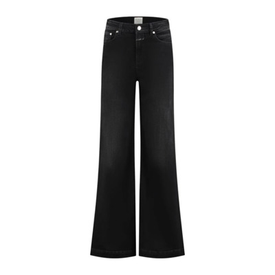 Wijde Comfortabele Jeans met Rits en Zakken Closed , Black , Dames