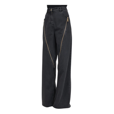 Wijde Pijp Zwarte Denim Jeans Elisabetta Franchi , Black , Dames