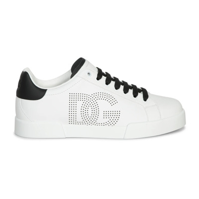 Witte Leren Sneakers met Geperforeerd Logo Dolce & Gabbana , White , Heren