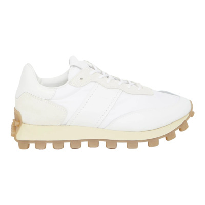 Witte Leren Sneakers met Rubberen Pebble Zool Tod's , White , Heren