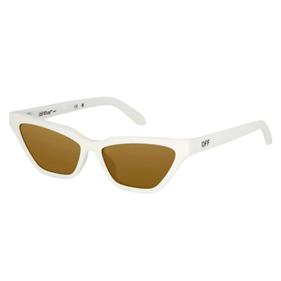 Witte Madison zonnebril met gouden spiegellenzen Off White , White , Unisex