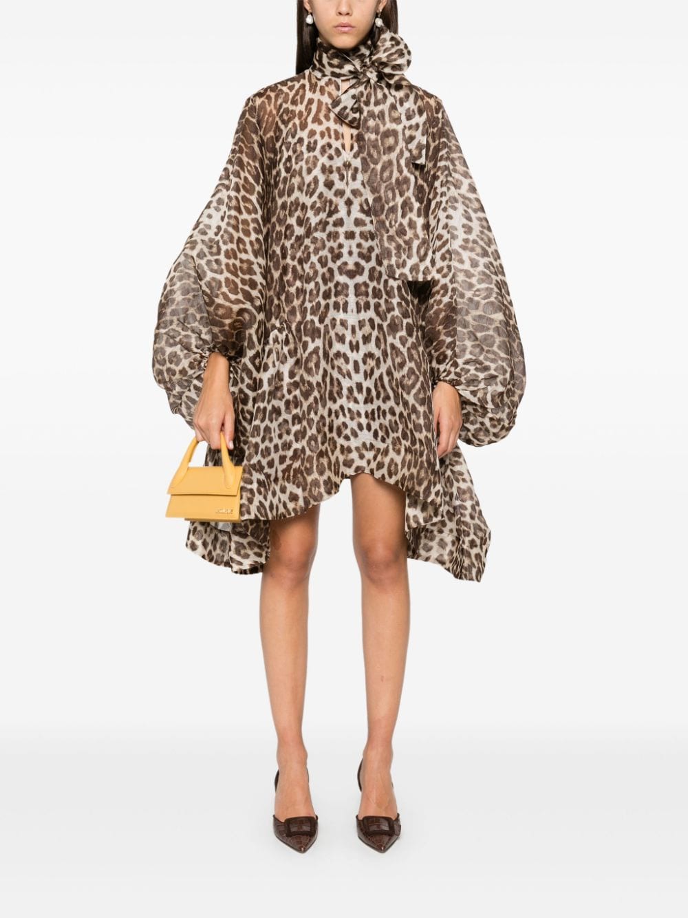 ZIMMERMANN Illustration Billow mini-jurk - Bruin