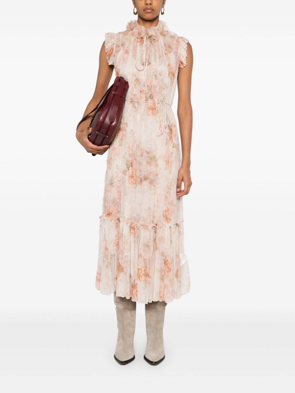 ZIMMERMANN Illustration midi-jurk - Beige