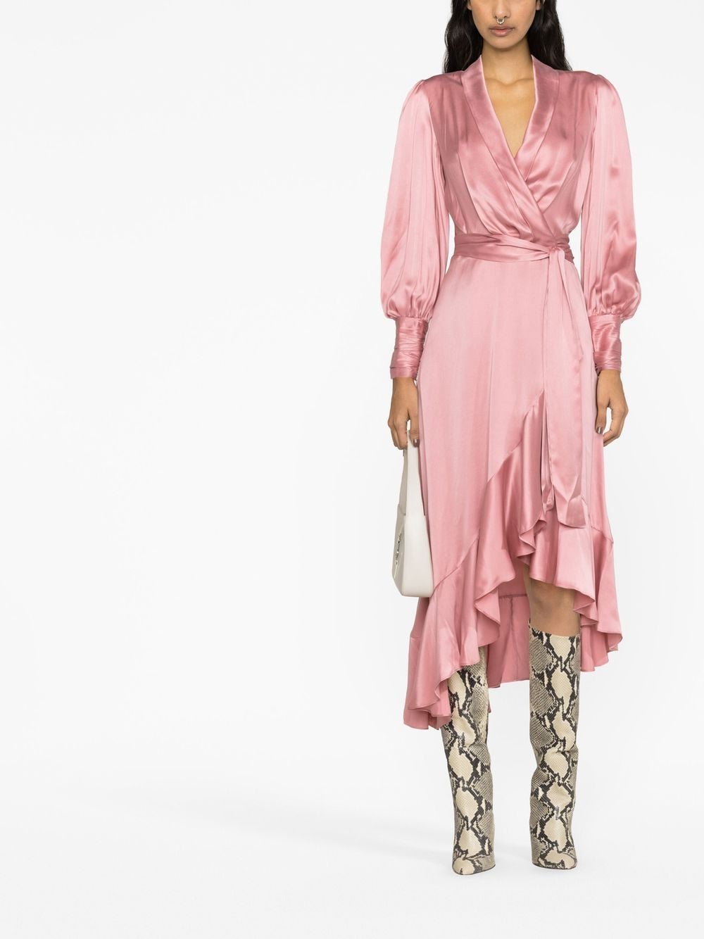 ZIMMERMANN Midi-jurk met ruches - Roze