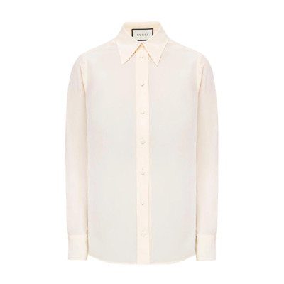 Zijden Iconisch Logo Shirt Gucci , Beige , Dames