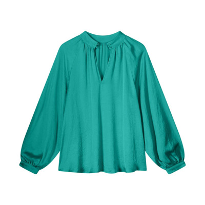 Zijdezachte hoge hals top Summum Woman , Green , Dames