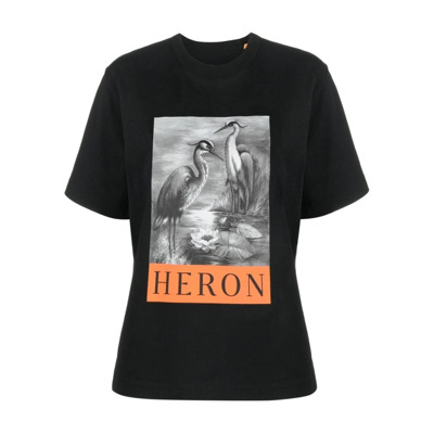 Zwart Grafisch Print T-shirt voor Vrouwen Heron Preston , Black , Dames