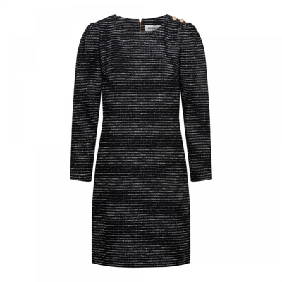 Zwarte Boucle Jurk met Fancy Details &Co Woman , Black , Dames