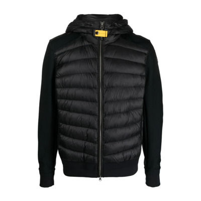 Zwarte Gewatteerde Jas met Capuchon Parajumpers , Black , Heren