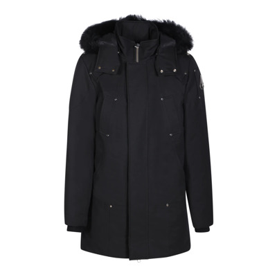 Zwarte Jas met Shearling Kraag Moose Knuckles , Black , Heren