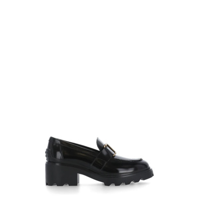 Zwarte Leren Loafers met Franjes Tod's , Black , Dames