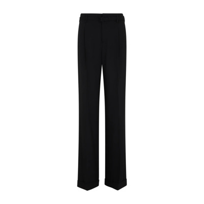 Zwarte Wol Wijde Pijp Broek Ralph Lauren , Black , Dames