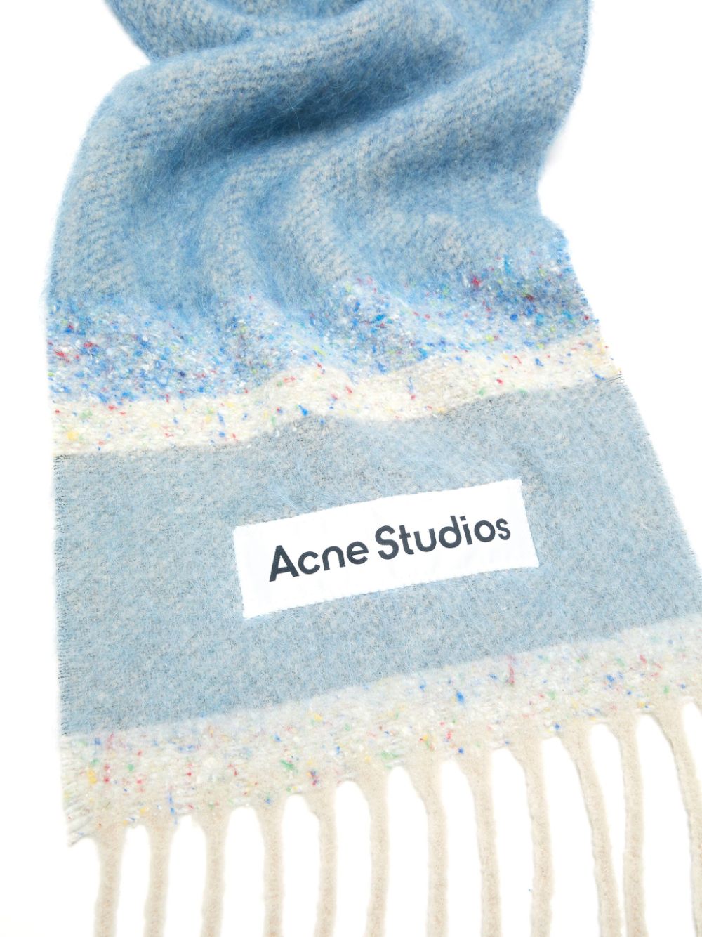 Acne Studios Sjaal met franje en logo - Blauw