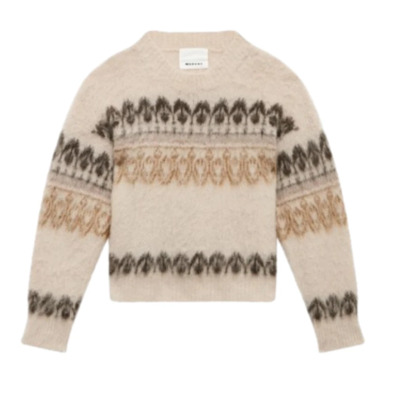 Artistieke Mohair Trui Ronde Hals Lange Mouw Isabel Marant , Beige , Dames