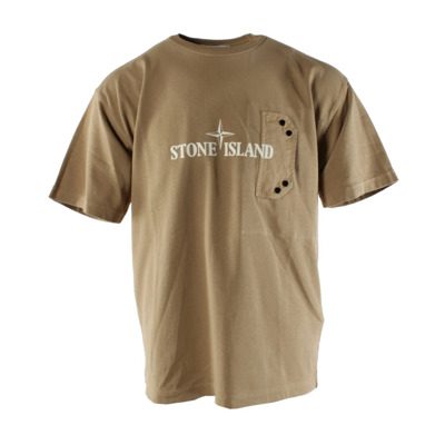 Beige Oversized T-shirt voor Heren Stone Island , Beige , Heren