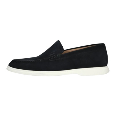 Blauwe Suède Loafers Stijlvol Comfort Hugo Boss , Blue , Heren