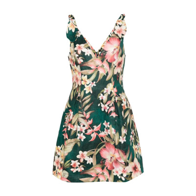 Bloemenprint Linnen Jurk Zimmermann , Green , Dames