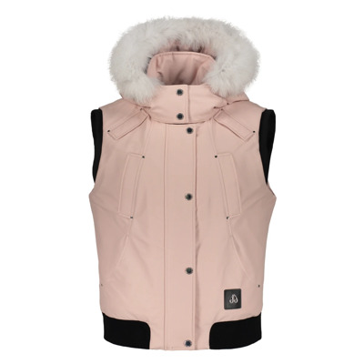 Bodywarmer met afneembare bontkraag Moose Knuckles , Pink , Dames