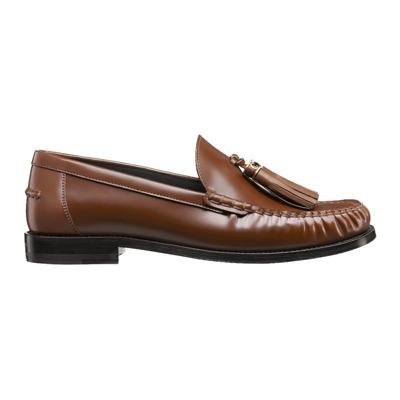 Bruine Leren Loafer Schoenen Franje Detail Dior , Brown , Dames