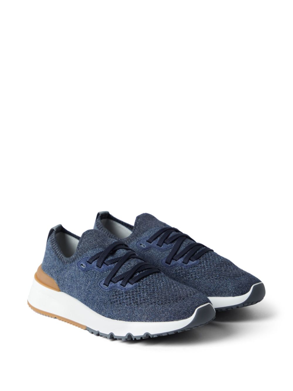 Brunello Cucinelli Vetersneakers met mesh - Blauw