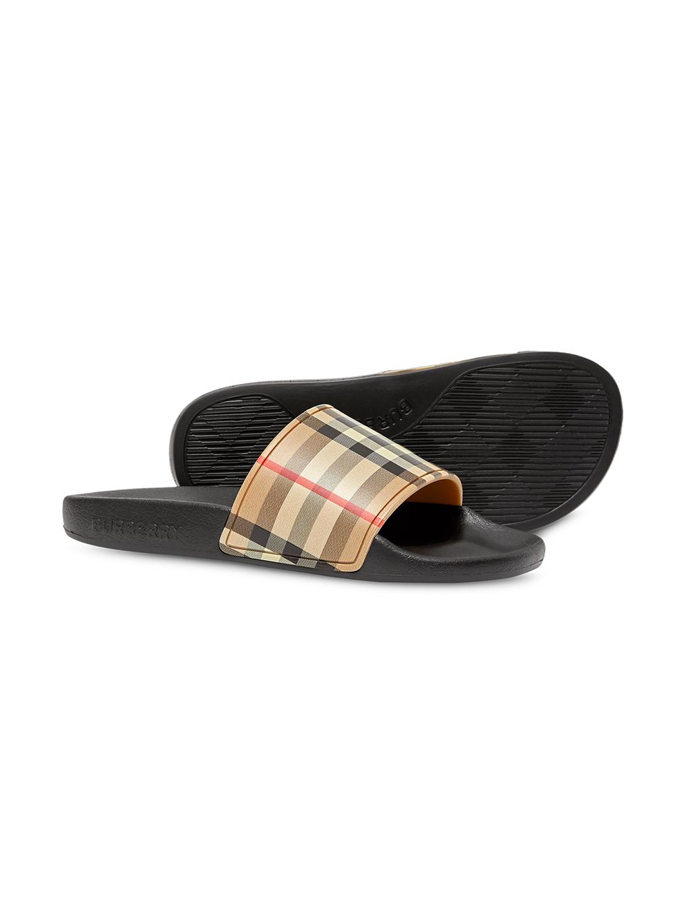 Burberry Kids Slippers met vintage ruit - Beige