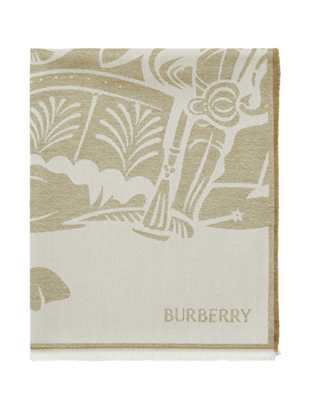 Burberry Sjaal met logo jacquard en franje - Groen