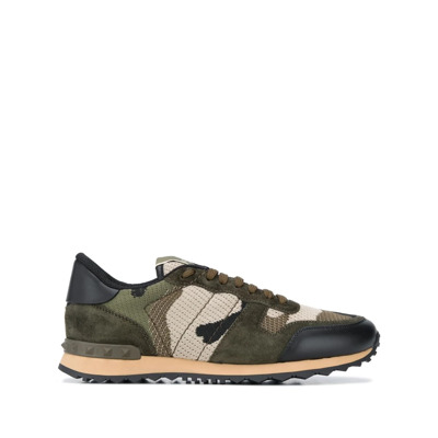 Camouflage Leren Sneakers Bruin Valentino Garavani , Multicolor , Heren