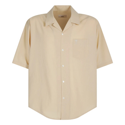 Camp Kraag Shirt Crème Beige Ami Paris , Beige , Heren