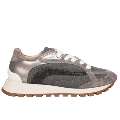 Canvas Runners met Precious Stripe Brunello Cucinelli , Gray , Dames