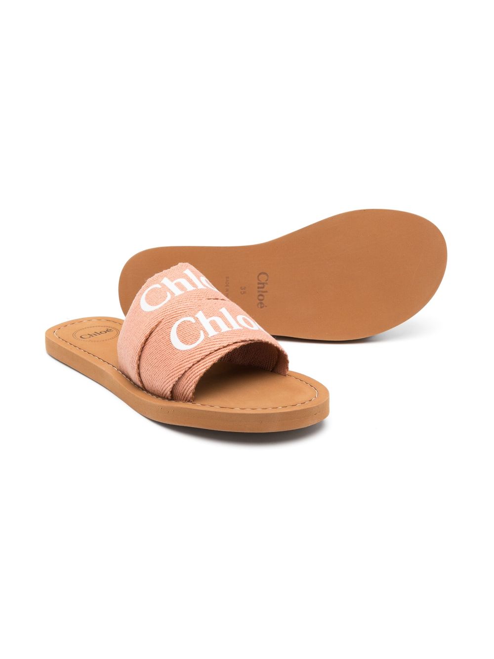 Chloé Kids Slippers met logoprint - Bruin