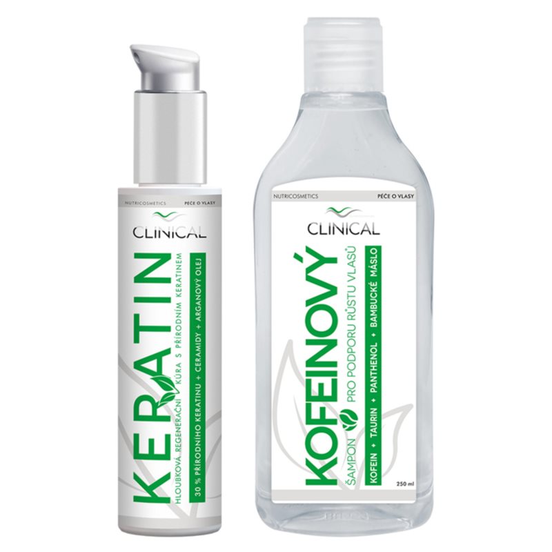 Clinical Keratin treatment + Caffeine shampoo set voor mannen en vrouwen