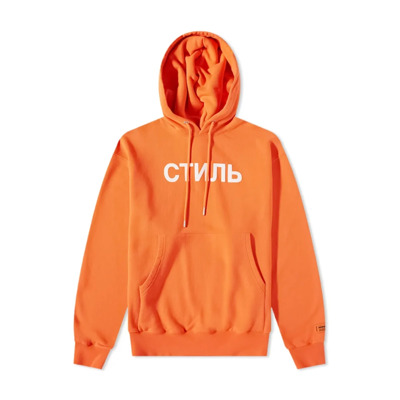 Ctnmb Logo Hoodie Orange/White Sweatshirt Heron Preston , Orange , Heren